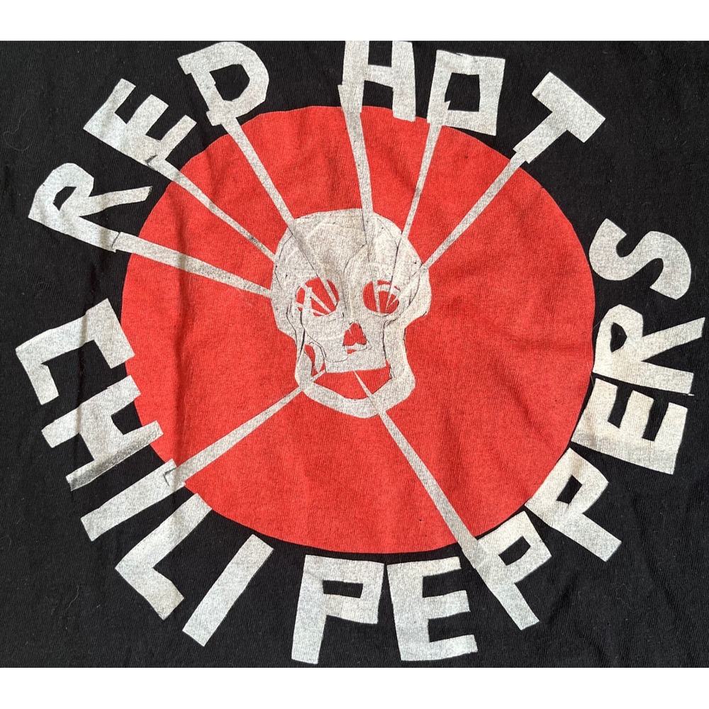 Red Hot Chili Peppers Skull Sun Logo Graphic T-Shirt Black Large Rock Off UK - Picture 3 of 7